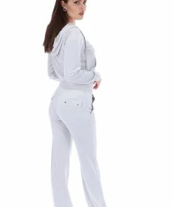 JUICY COUTURE GREY CLASSIC VELOUR DEL RAY POCKETED BOTTOMS