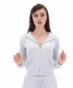 JUICY COUTURE GREY CLASSIC VELOUR ROBERTSON HOODIE TRACKSUITS