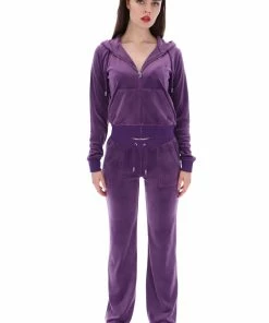 JUICY COUTURE BLACKBERRY CORDIAL CLASSIC VELOUR DEL RAY POCKETED BOTTOMS TRACKSUITS