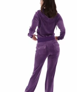 JUICY COUTURE BLACKBERRY CORDIAL CLASSIC VELOUR DEL RAY POCKETED BOTTOMS TRACKSUITS
