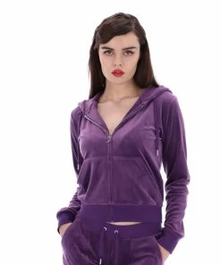 JUICY COUTURE BLACKBERRY CORDIAL CLASSIC VELOUR DEL RAY POCKETED BOTTOMS TRACKSUITS
