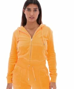 JUICY COUTURE BLAZING ORANGE LUXE VELOUR ROBERTSON HOODIE