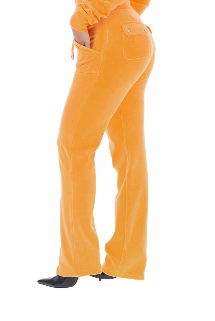 JUICY COUTURE BLAZING ORANGE LUXE VELOUR DEL RAY POCKETED BOTTOMS NEW IN