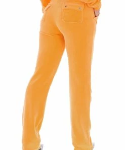 JUICY COUTURE BLAZING ORANGE LUXE VELOUR DEL RAY POCKETED BOTTOMS NEW IN