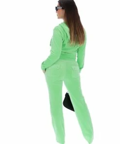JUICY COUTURE NEW IN SUMMER GREEN CLASSIC VELOUR DEL RAY POCKETED BOTTOMS