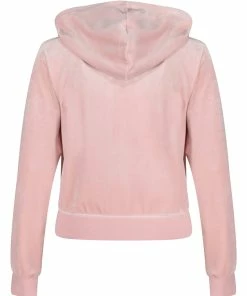 JUICY COUTURE PALE PINK CLASSIC VELOUR ROBERTSON HOODIE TRACKSUITS