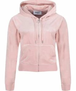 JUICY COUTURE PALE PINK CLASSIC VELOUR ROBERTSON HOODIE TRACKSUITS