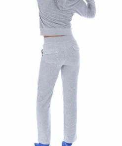 JUICY COUTURE SILVER MARL CLASSIC VELOUR ROBERTSON HOODIE TRACKSUITS