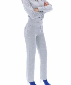JUICY COUTURE SILVER MARL CLASSIC VELOUR ROBERTSON HOODIE TRACKSUITS
