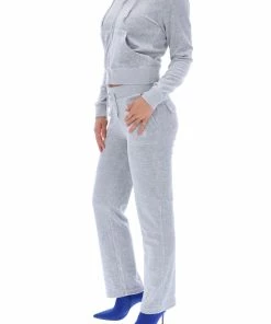 JUICY COUTURE SILVER MARL CLASSIC VELOUR ROBERTSON HOODIE TRACKSUITS