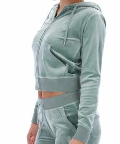 JUICY COUTURE TRACKSUITS CHINOIS GREEN CLASSIC VELOUR ROBERTSON HOODIE
