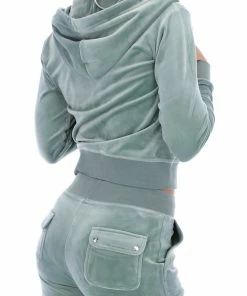 JUICY COUTURE CHINOIS GREEN CLASSIC VELOUR DEL RAY POCKETED BOTTOMS