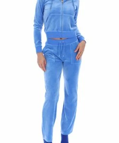 JUICY COUTURE SPRING SUMMER '22 COLLECTION REGATTA CLASSIC VELOUR DEL RAY POCKETED BOTTOMS