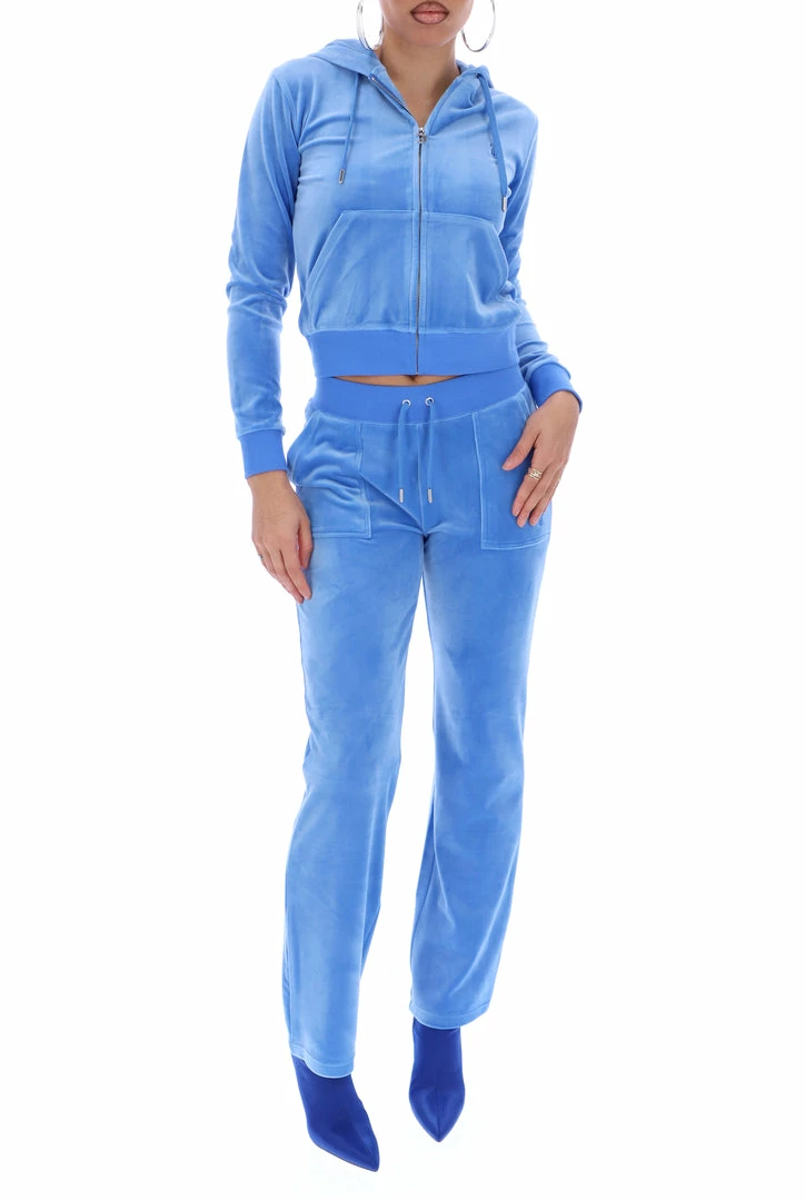 JUICY COUTURE SPRING SUMMER '22 COLLECTION REGATTA CLASSIC VELOUR DEL RAY POCKETED BOTTOMS