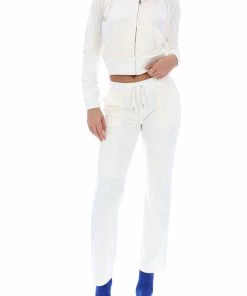 JUICY COUTURE CREAM CLASSIC VELOUR DEL RAY POCKETED BOTTOMS SPRING SUMMER '22 COLLECTION