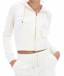 JUICY COUTURE SPRING SUMMER '22 COLLECTION CREAM CLASSIC VELOUR ROBERTSON HOODIE