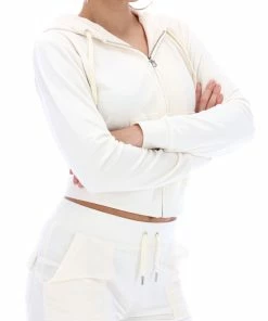 JUICY COUTURE SPRING SUMMER'22 COLLECTION CREAM CLASSIC VELOUR ROBERTSON HOODIE