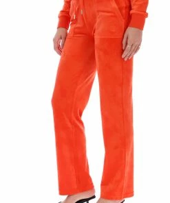 JUICY COUTURE SPRING SUMMER'22 COLLECTION ORANGE CLASSIC VELOUR DEL RAY POCKETED BOTTOMS