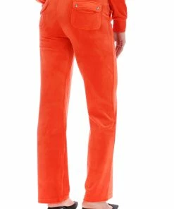 JUICY COUTURE SPRING SUMMER '22 COLLECTION ORANGE CLASSIC VELOUR DEL RAY POCKETED BOTTOMS