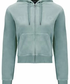 JUICY COUTURE TRACKSUITS CHINOIS GREEN CLASSIC VELOUR ROBERTSON HOODIE