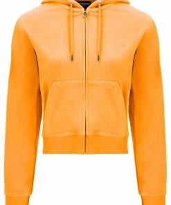 JUICY COUTURE BLAZING ORANGE CLASSIC VELOUR ROBERTSON HOODIE NEW IN