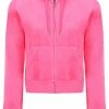 JUICY COUTURE FLURO PINK CLASSIC VELOUR ROBERTSON HOODIE SPRING SUMMER '22 COLLECTION