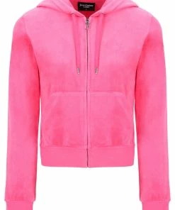 JUICY COUTURE FLURO PINK CLASSIC VELOUR ROBERTSON HOODIE SPRING SUMMER '22 COLLECTION