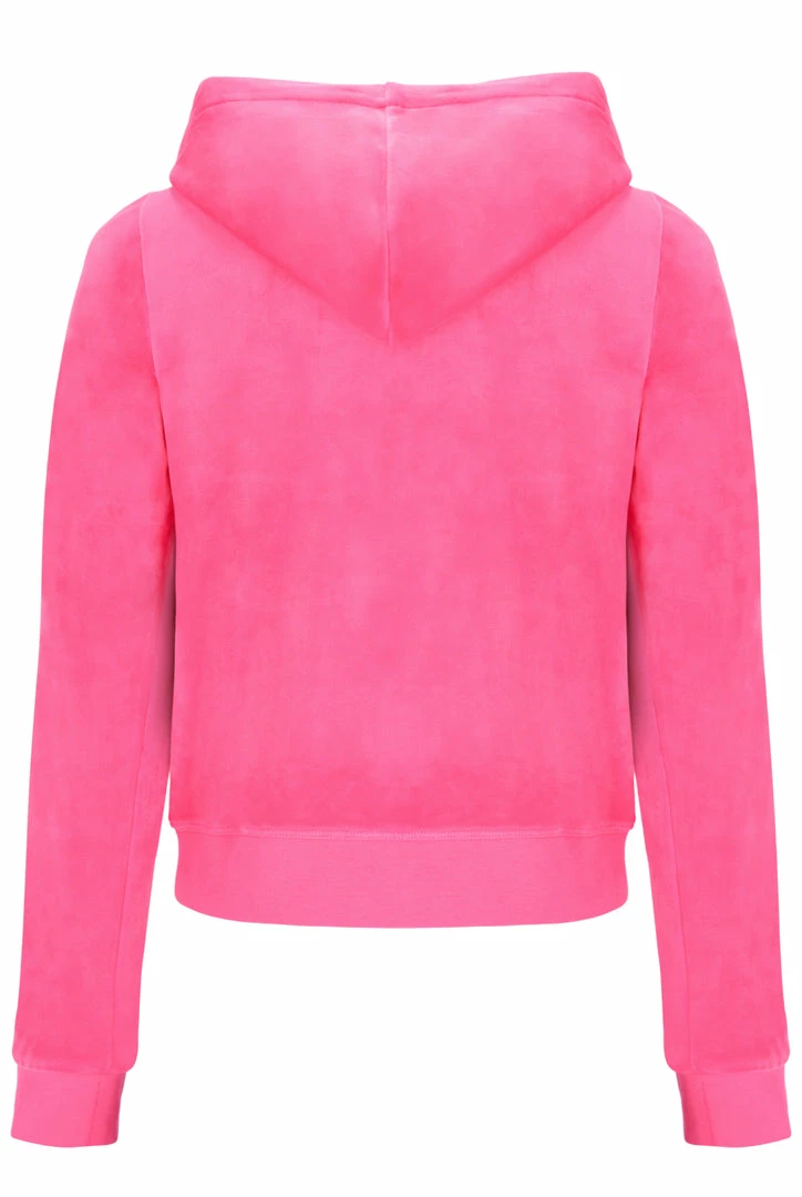 JUICY COUTURE FLURO PINK CLASSIC VELOUR ROBERTSON HOODIE SPRING SUMMER '22 COLLECTION