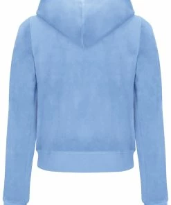 JUICY COUTURE SPRING SUMMER '22 COLLECTION POWDER BLUE CLASSIC VELOUR ROBERTSON HOODIE