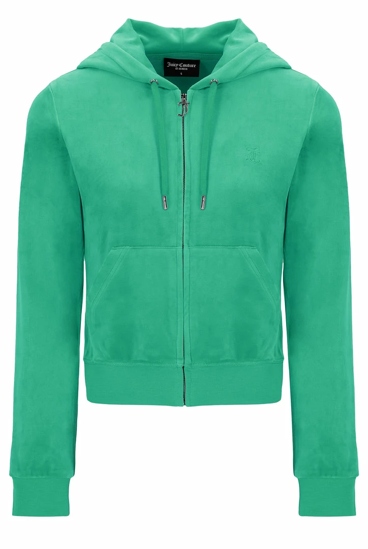 JUICY COUTURE SPRING SUMMER '22 COLLECTION GUMDROP GREEN CLASSIC VELOUR ROBERTSON HOODIE