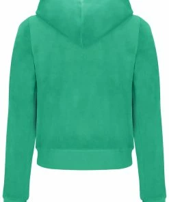 JUICY COUTURE SPRING SUMMER'22 COLLECTION GUMDROP GREEN CLASSIC VELOUR ROBERTSON HOODIE