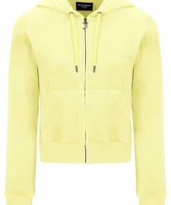 JUICY COUTURE SPRING SUMMER '22 COLLECTION YELLOW PEAR CLASSIC VELOUR ROBERTSON HOODIE