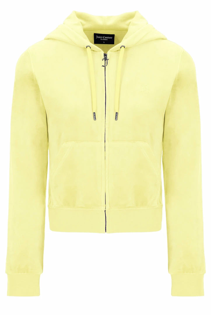 JUICY COUTURE SPRING SUMMER '22 COLLECTION YELLOW PEAR CLASSIC VELOUR ROBERTSON HOODIE