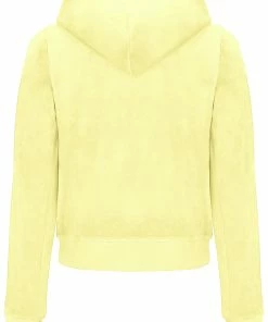 JUICY COUTURE SPRING SUMMER '22 COLLECTION YELLOW PEAR CLASSIC VELOUR ROBERTSON HOODIE