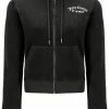 JUICY COUTURE BLACK RECYCLED VELOUR ZIP THROUGH HOODIE