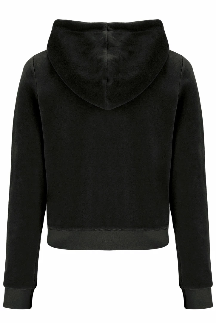 JUICY COUTURE BLACK RECYCLED VELOUR ZIP THROUGH HOODIE