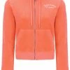 JUICY COUTURE SPRING SUMMER '22 COLLECTION FRESH CORAL RECYCLED VELOUR ZIP THROUGH HOODIE