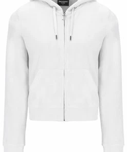 JUICY COUTURE SPRING SUMMER '22 COLLECTION WHITE TERRY TOWELLING ROBERTSON HOODIE