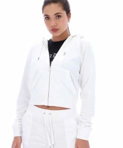 JUICY COUTURE SPRING SUMMER '22 COLLECTION WHITE TERRY TOWELLING ROBERTSON HOODIE