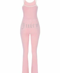 Juicy Couture UK ALMOND BLOSSOM CONTRAST VELOUR DIAMANTE JUMPSUIT DRESSES