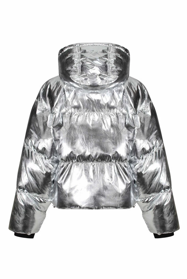 Juicy Couture UK SILVER NYLON PUFFER JACKET OUTERWEAR