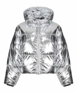 Juicy Couture UK SILVER NYLON PUFFER JACKET OUTERWEAR