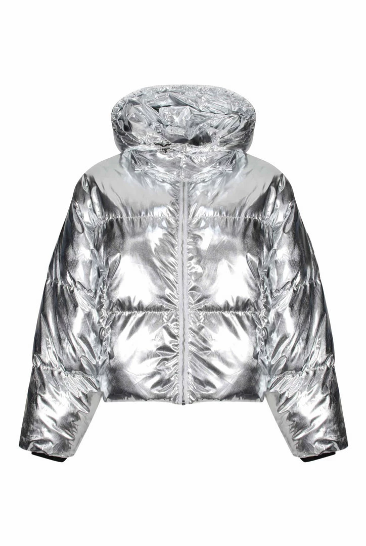 Juicy Couture UK SILVER NYLON PUFFER JACKET OUTERWEAR