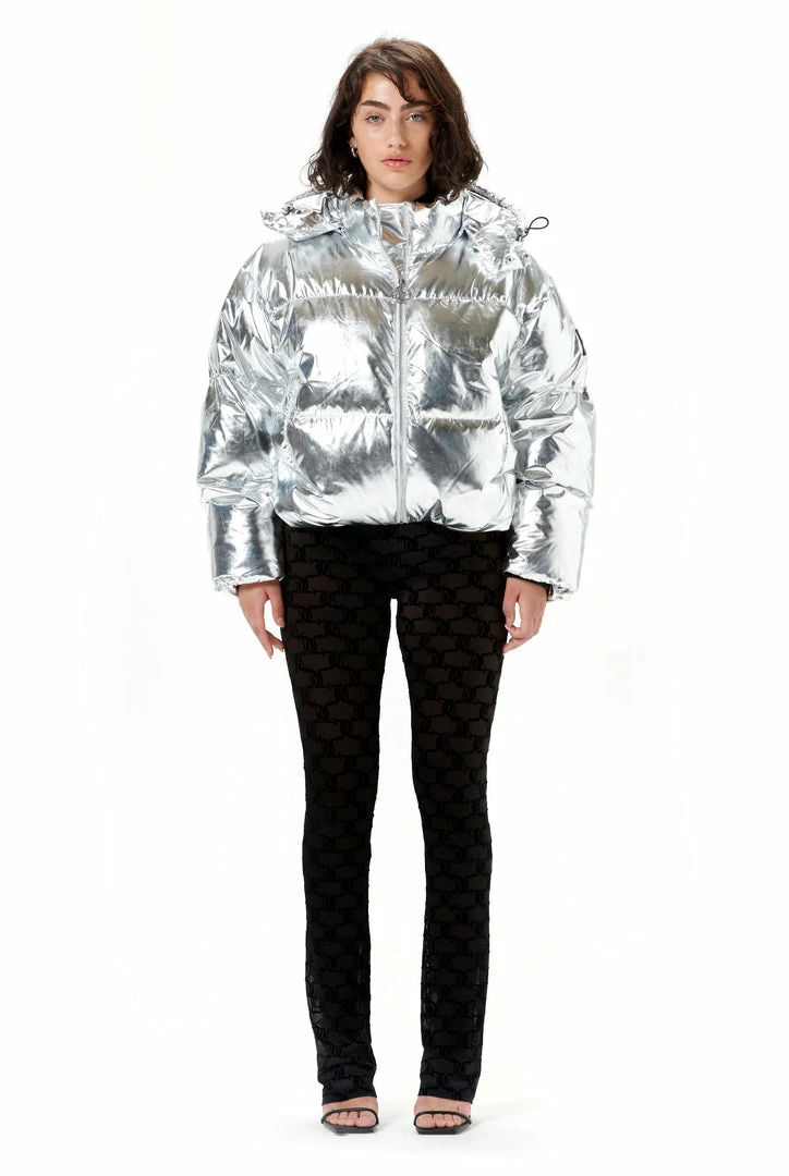 Juicy Couture UK SILVER NYLON PUFFER JACKET OUTERWEAR