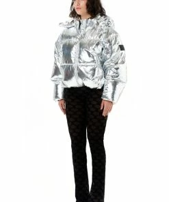 Juicy Couture UK SILVER NYLON PUFFER JACKET OUTERWEAR