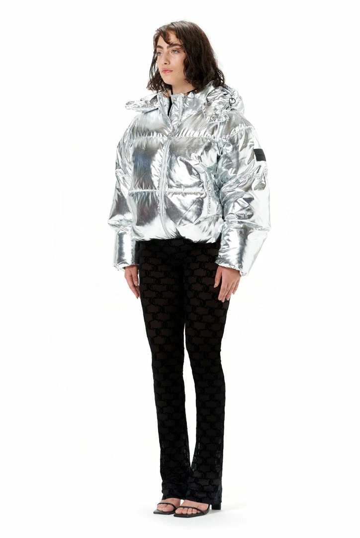 Juicy Couture UK SILVER NYLON PUFFER JACKET OUTERWEAR