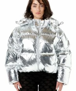 Juicy Couture UK SILVER NYLON PUFFER JACKET OUTERWEAR