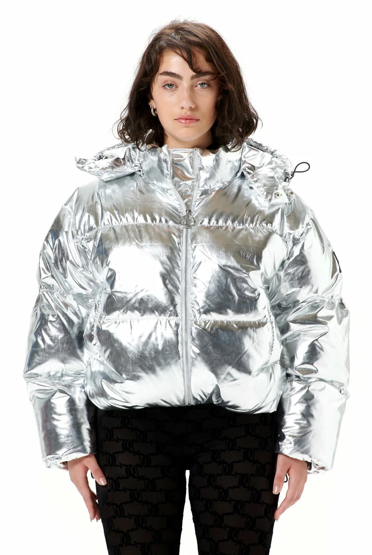 Juicy Couture UK SILVER NYLON PUFFER JACKET OUTERWEAR