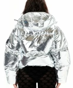 Juicy Couture UK SILVER NYLON PUFFER JACKET OUTERWEAR