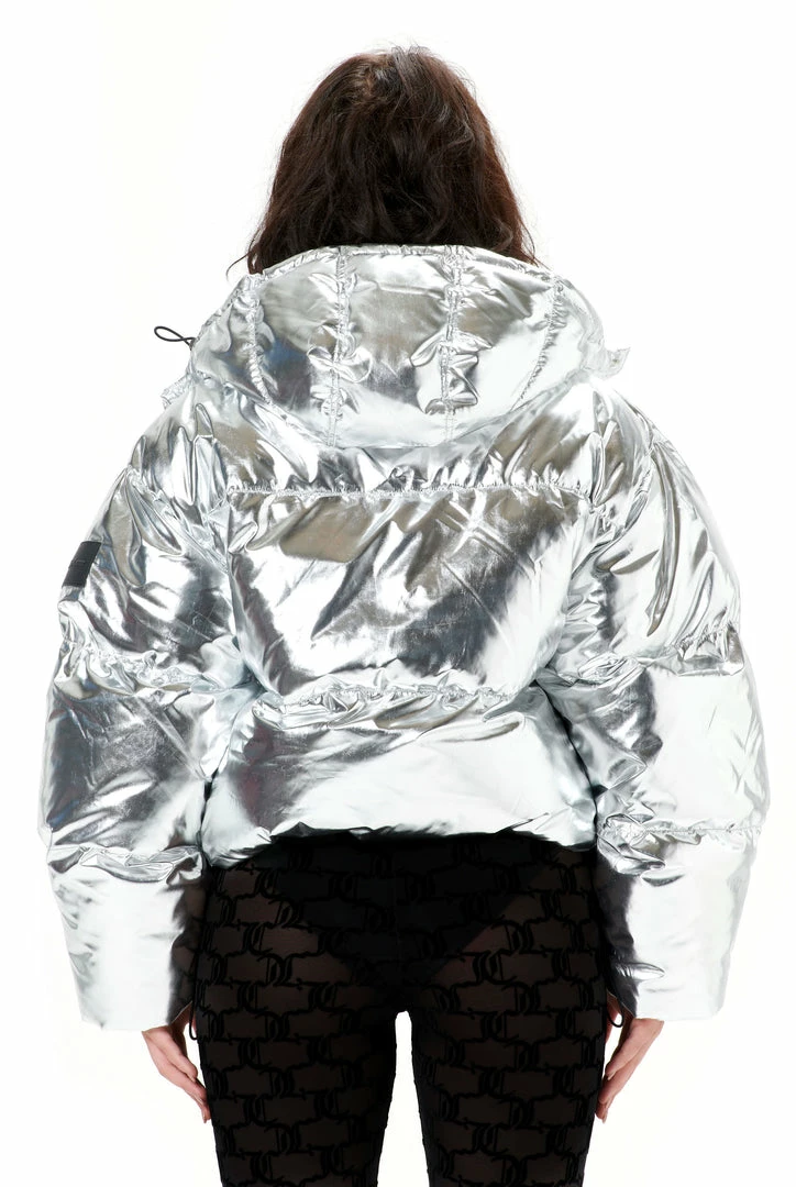 Juicy Couture UK SILVER NYLON PUFFER JACKET OUTERWEAR